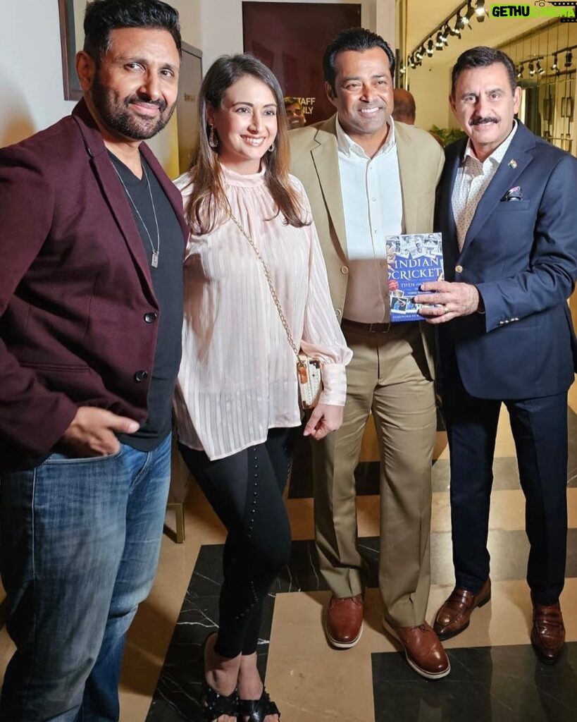 Preeti Jhangiani Instagram - Congratulations @navrozedhondy on the launch of the book Indian Cricket - Then and Now and thank you for the wonderful evening. Always a pleasure meeting dear friend and Olympic legend @leanderpaes and thank you Leander for you kind words about the @propanjaleague 🤗