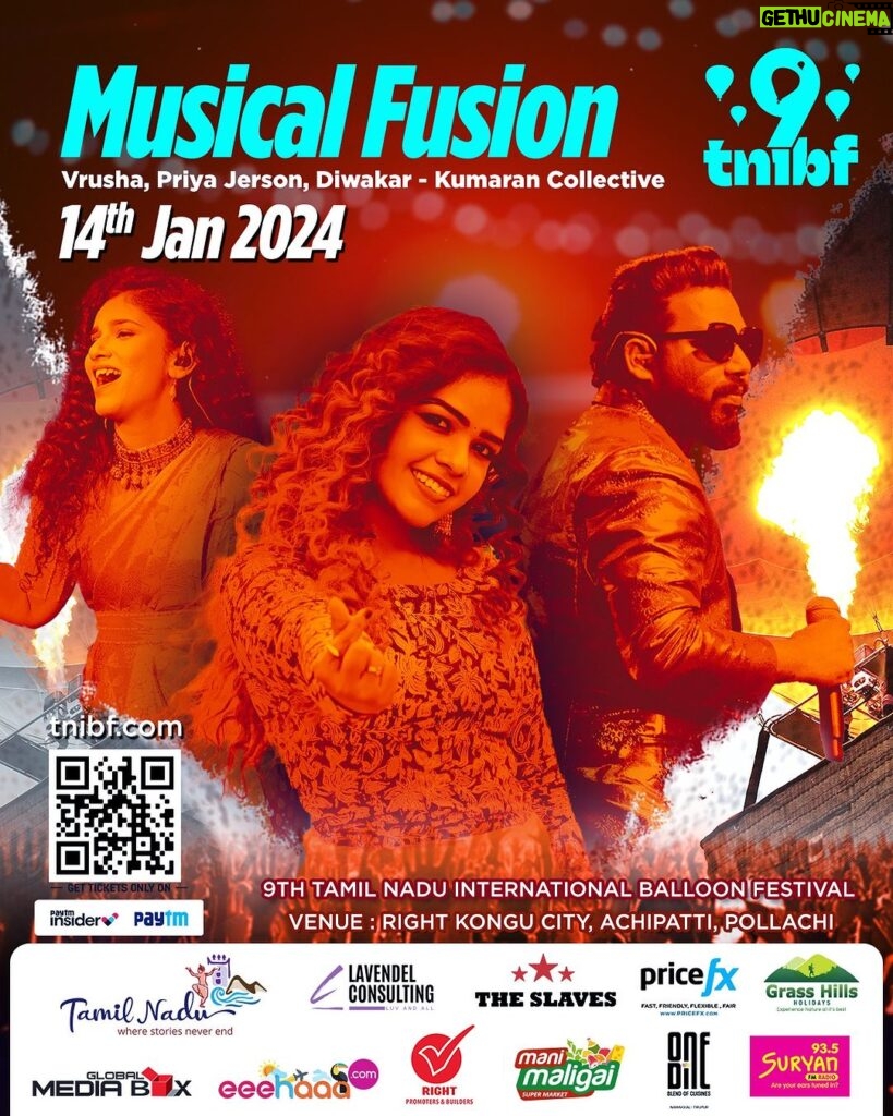 Priya Jerson Instagram - “🎶✨ Unveiling the grand musical fusion at the 9th Tamil Nadu International Balloon Festival in Pollachi on 14 Jan 2024 - Join us for an unforgettable performance by the Super Singer band with Kumaran Collective! Book your tickets now at www.tnibf.com and be part of this extraordinary experience! 🌟 #TNBalloonFest #MusicalFusion #SuperSinger #BookNow #TamilNaduTourism #Pollachi”