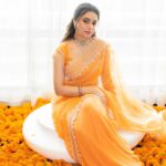 Priyanka Mohan Instagram - Orange obsession 🧡 Styling & Creative Direction by @tanishqmalhotraa Wearing @devnaagri & @akoyajewels M&H @kalwon_beauty @chinnahairstylist Photos by @kannasrihari