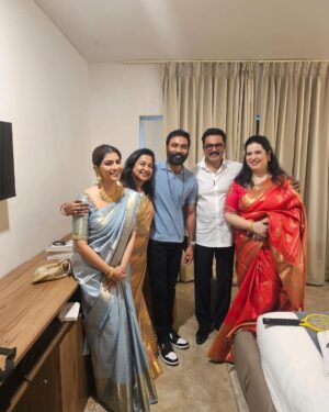 Raadhika Sarathkumar Instagram - Wishing the multi talented @dhanushkraja as he starts his new movie @r_sarath_kumar in a new avatar under his baton,waiting to be mesmerised…. As always ❤️❤️❤️❤️ @varusarathkumar @rayanemithun