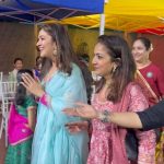 Ridhima Pandit Instagram - Wrapping up the Navratri Festivities 🥳… It was an absolute pleasure to be invited as the chief guest at my nephew’s school, The Teacher’s were so lovely and Warm it was great interacting with all the kids and playing Garba with the Mothers .. sweet experiences like these :) make me smile.. wearing this Gorgeous-blue outfit by: @theaaryashop Jewellery: @shopravyaa PR: @vblitzcommunications navratri #garba #szn