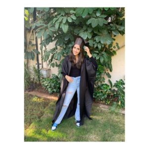 Shweta Bachchan Nanda Instagram - Class of 2020 - Navya finished college today and since she and everyone else graduating this year won’t get a ceremony we decided to DIY one. With a chart paper cap and a gown hand stitched from scraps of black tenting. I threw on a Fordham ( her college ) sweatshirt over my PJ’s!! Congratulations baby I love you and am proud of you! Go forth and conquer x ( I’m not crying you’re crying)