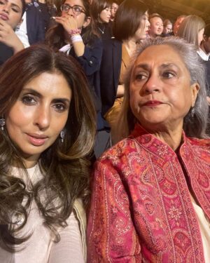 Shweta Bachchan Nanda Instagram - All roads led to Paris this weekend. Well, at least for my mother & me. As Navya spent all her days doing L’Oréal things. My mother and I walked and ate (more eating than roaming to be honest) The show was an experience and so emotional - my mother and I both admitted to holding back tears as our little girl walked  on all smiles !!! I remember her first steps she was just a few days past her 1st birthday - like yesterday, all parents say this I’m sure, it’s cheesy, and annoying, but so true. She wore red, the Eiffel Tower turned pink, and we went home very proud, very emotional, and very hungry. I snuck in some M&M’s in my bag, though it’s blasphemous to eat chocolate at a fashion show, we did - because we’re worth it 😉
