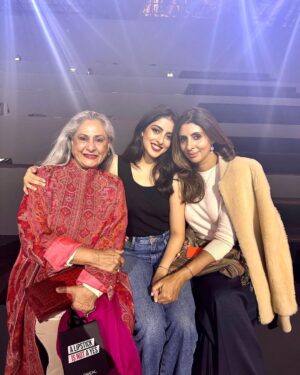 Shweta Bachchan Nanda Instagram - All roads led to Paris this weekend. Well, at least for my mother & me. As Navya spent all her days doing L’Oréal things. My mother and I walked and ate (more eating than roaming to be honest) The show was an experience and so emotional - my mother and I both admitted to holding back tears as our little girl walked  on all smiles !!! I remember her first steps she was just a few days past her 1st birthday - like yesterday, all parents say this I’m sure, it’s cheesy, and annoying, but so true. She wore red, the Eiffel Tower turned pink, and we went home very proud, very emotional, and very hungry. I snuck in some M&M’s in my bag, though it’s blasphemous to eat chocolate at a fashion show, we did - because we’re worth it 😉
