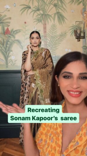 Shweta Mahadik Instagram - Recreating SONAM KAPOOR’S look . Handmade, handpainted saree. 

#diy
#recreation 
#sonamkapoor 
#fashion
#art
#shwetamahadik
#diychachi