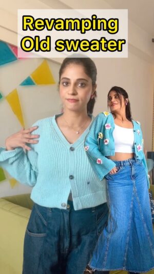 Shweta Mahadik Instagram - Old to New!! “Cute flower cardigan!!!

#diy
#handmade 
#winter
#shwetamahadik 
#diychachi
#art
#fashion