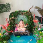 Shweta Mahadik Instagram - One full month of absolute bliss… Right from sculpting my Bappa to all the details of the “jungle theme” decoration, everything was so meditative.. And now after visarjan , I feel so empty😭 Baapa Pls tumhi pudchya varshi lavkar ya… Bappa moryaaaa🙏🏼 #ganpatibappamorya