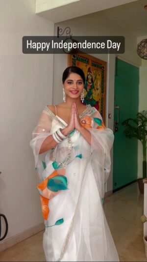 Shweta Mahadik Instagram - Handpainted Tricolour saree!!!

#independenceday 
#diy
#handpainted 
#saree
#shwetamahadik 
#diychachi