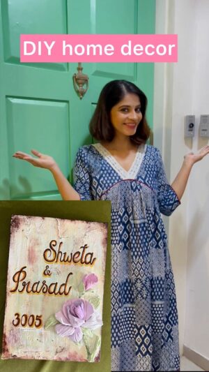 Shweta Mahadik Instagram - Some days back my mom taught me how to sculpt flowers. I thought it would look great on my name plate ❤️ ❤️

#diy
#homedecor 
#handmade
#art
#shwetamahadik
#diychachi 
#interiordesign