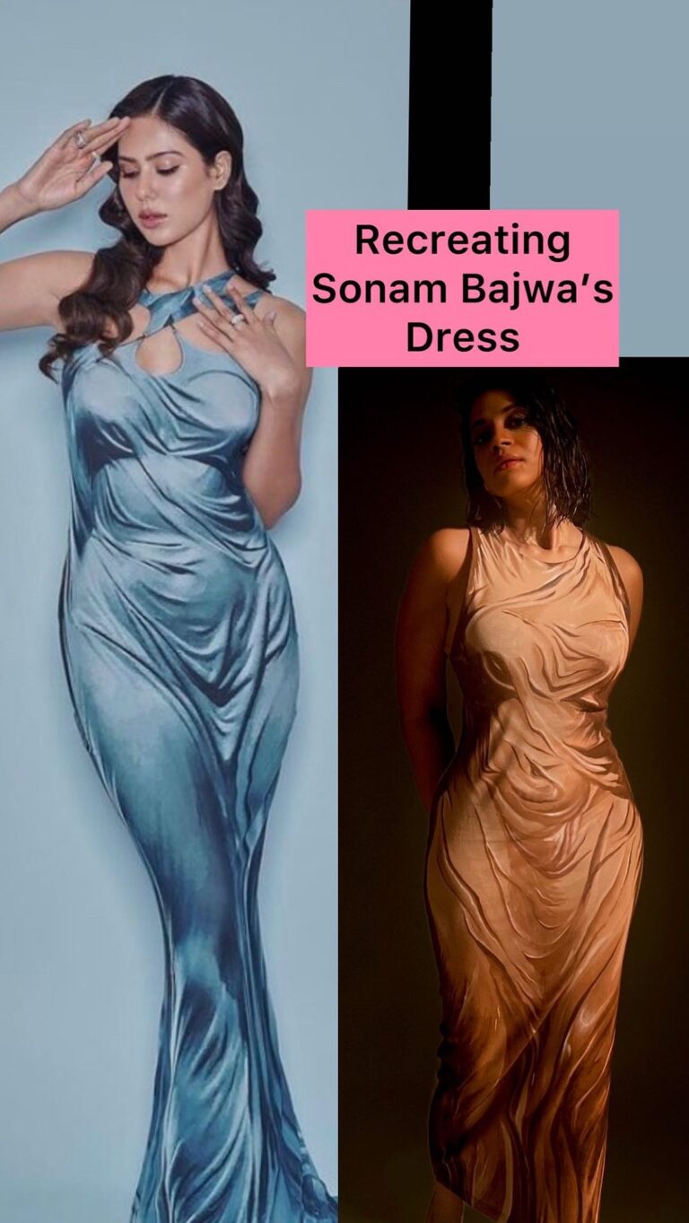 Shweta Mahadik Instagram - Recreating Sonam Bajwa’s “bheega bheega dress” #diy #handpainted #art #fashion #shwetamahadik #diychachi #sonambajwa