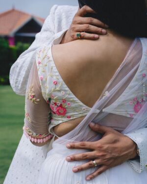 Surabhi Santosh Instagram - Ever mine 🤍
.
.
.
 
Photography: @sk_abhijith 
Lehenga: @iktara.in 

#Engagement #myforever #engagementphotography #happyvaishu