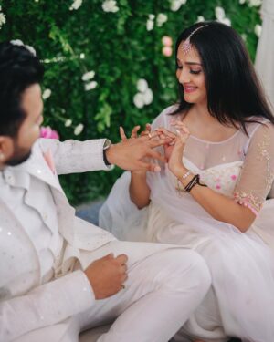 Surabhi Santosh Instagram - Ever mine 🤍
.
.
.
 
Photography: @sk_abhijith 
Lehenga: @iktara.in 

#Engagement #myforever #engagementphotography #happyvaishu