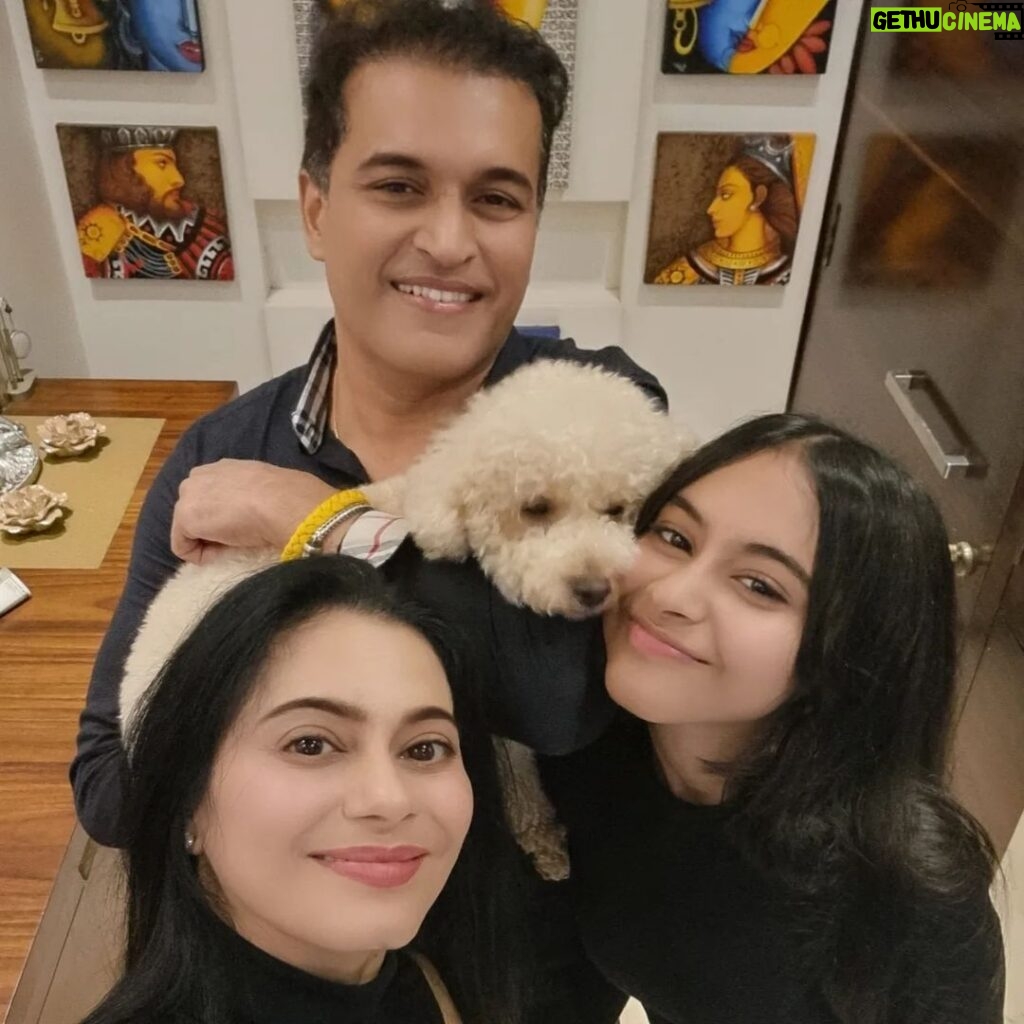 Tassnim Sheikh Instagram - Happy Birthday to anchor of our life @sam_nerurkar & love of our life our 4 legged baby @cuddles_nerurkarr 🎂🎊❤️ 🧿🧿🧿🧿🧿 #husbandsbirthday #dogsbirthday #family #myworld