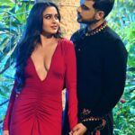 Tejasswi Prakash Instagram - When you’re with the right person.. there are no challenges in love ❤️‍🔥Don’t Forget to watch #TemptationIslandIndia with my own little red hot temptation @tejasswiprakash tonight at 8 only on @officialjiocinema Outfit: @bharat_reshma