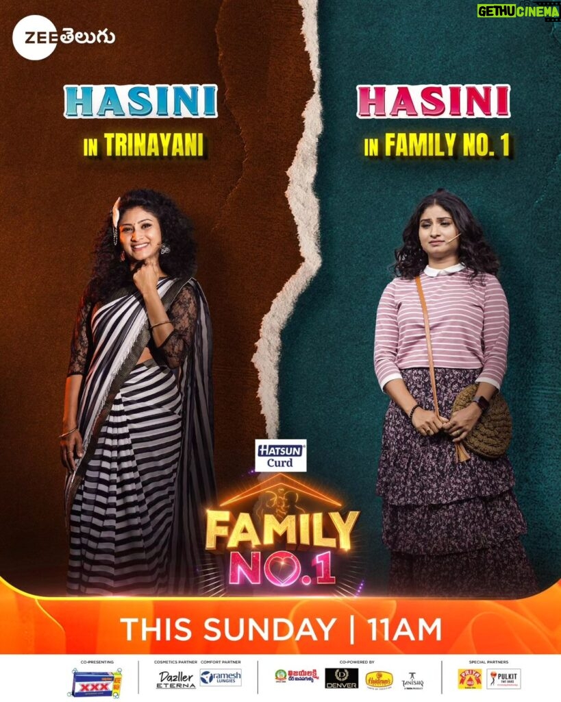 Vishnu Priya Instagram - Comment Down Which Hasini Do You Like The Most🤩🤩 Watch #FamilyNo1 This Sunday At 11 AM on #ZeeTelugu #ZeeTeluguFamilyNo1 #CinematicUniverse @vishnupriyaaofficial