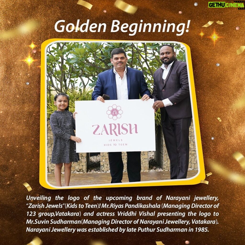 Vriddhi Vishal Instagram - All the very best Zarish jewels ❤️❤️❤️🥰🥰❤️🥰❤️ #kidsjewels #zarish #narayanijewellers #ornaments #newopening #logolaunch #2023 #vadakara #vriddhivishal #jewels Kochi Marriott Hotel