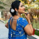 Aashika Padukone Instagram - Channeling the magic of blue 💙 Stylist: @priyareddy_baddigam Outfit : @maramsclothing_official Jewellery: @aditi_collection Hair: @anu___hairstylist #sareefashion #hairstyles #makeover