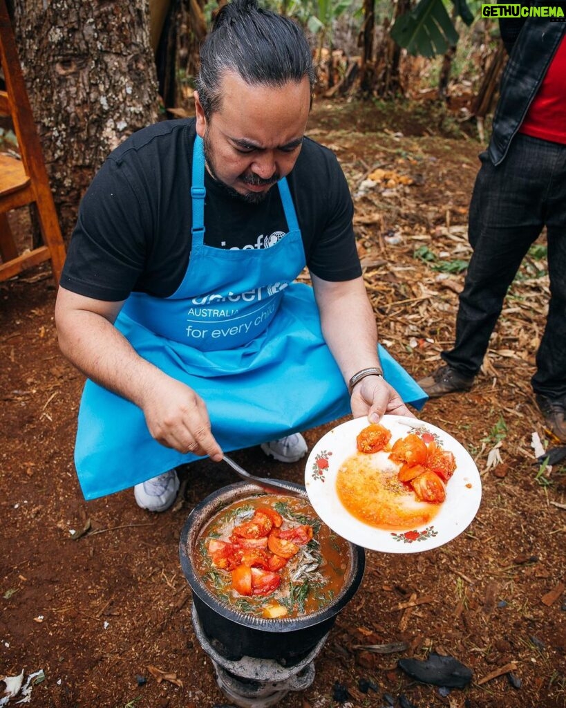 Adam Liaw Instagram - The most rewarding cooking demonstration I’ve ever done. Assisting UNICEF’s Mamans Lumière (Light Mothers) program in Ngozi Province. The Mamans Lumière program is where model mothers like Sibomana Christine teach young women about practical nutrition for their children. Ngozi has one of the highest rates of childhood malnutrition in the world, with latest reports suggesting more than 60% of children experience stunting as a result of severe malnutrition. The Light Mothers teach about the balance and sources of macronutrients in ingredients that local women may be able to access, and UNICEF supplements this with a flavourless micronutrient powder containing essential vitamins and minerals for child development. We made melangé, a nutritious Burundian stew made from whatever ingredients are on hand - in this case beans, lengalenga (amaranth, a Burundian staple), vegetables and small dried fish from Burundi’s Lake Tanganyika. The women said I was a good cook, but also commented that they had never seen a man cook before! Ngozi, Burundi