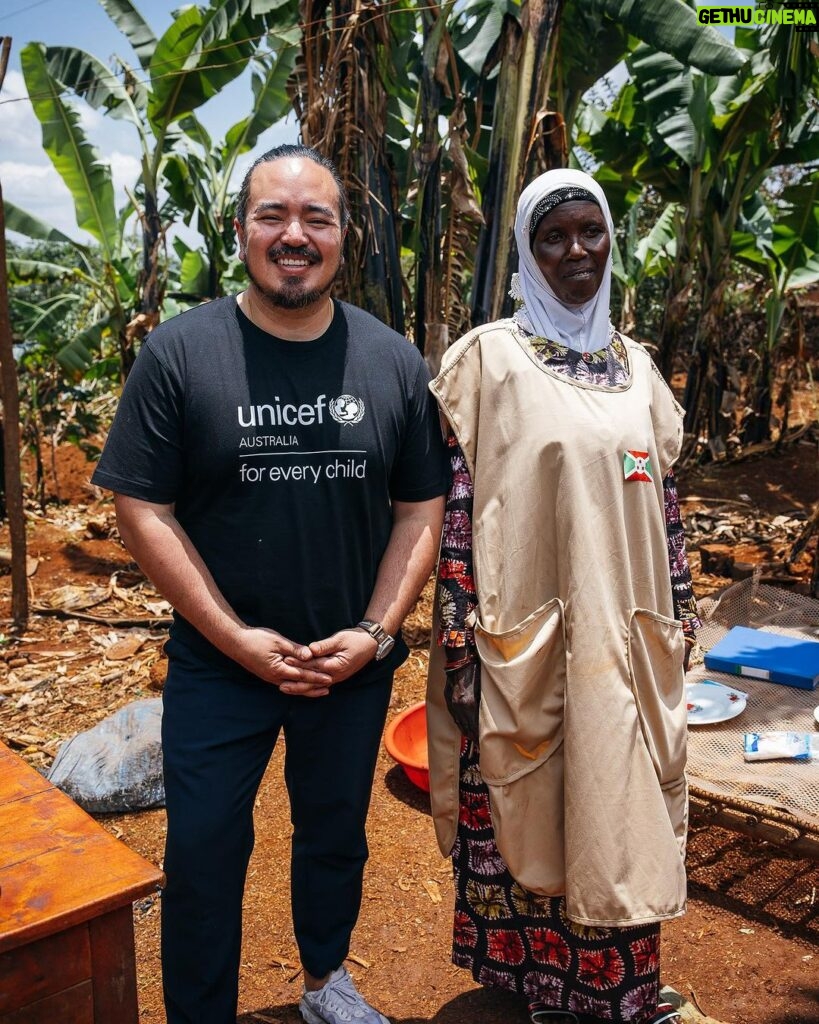 Adam Liaw Instagram - The most rewarding cooking demonstration I’ve ever done. Assisting UNICEF’s Mamans Lumière (Light Mothers) program in Ngozi Province. The Mamans Lumière program is where model mothers like Sibomana Christine teach young women about practical nutrition for their children. Ngozi has one of the highest rates of childhood malnutrition in the world, with latest reports suggesting more than 60% of children experience stunting as a result of severe malnutrition. The Light Mothers teach about the balance and sources of macronutrients in ingredients that local women may be able to access, and UNICEF supplements this with a flavourless micronutrient powder containing essential vitamins and minerals for child development. We made melangé, a nutritious Burundian stew made from whatever ingredients are on hand - in this case beans, lengalenga (amaranth, a Burundian staple), vegetables and small dried fish from Burundi’s Lake Tanganyika. The women said I was a good cook, but also commented that they had never seen a man cook before! Ngozi, Burundi