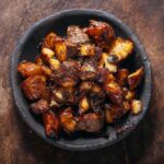 Adam Liaw Instagram - Tonight’s dinner. Well, part of it. Twice-roasted potatoes. This is a game-changer and I really don’t know why I never did it before. No peeling, no boiling, hardly any work at all for super crisp potatoes. Potatoes dry-roasted first for about an hour whole and in their skins, cooled, then chopped up and roasted again with your oil of choice for about 45 minutes until they’re perfectly crisped. Full recipe to come soon, but these were too good not to share immediately.