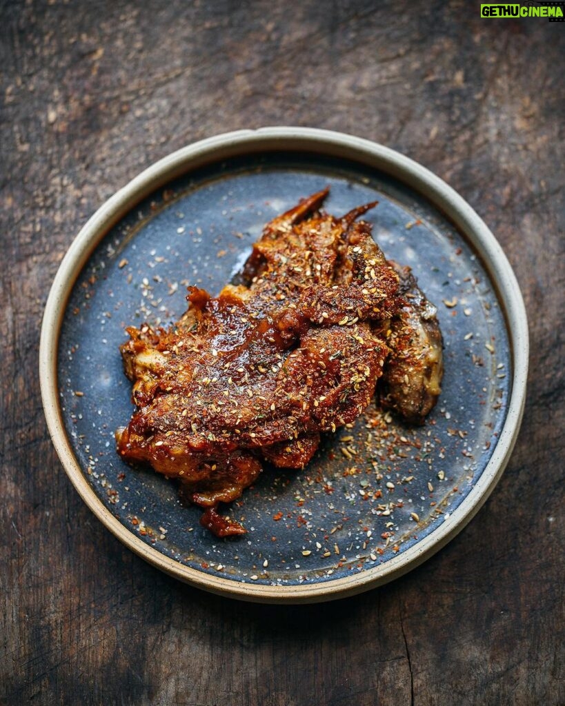 Adam Liaw Instagram - Tonight’s dinner. Sichuan lamb shoulder. Lamb shoulder cooked for 5 hours, then stripped off the bone and tossed in a sweet doubanjiang glaze then covered with a mixture of roasted fennel seed, cumin, Sichuan peppercorn, chilli and nori. This was soooo good.