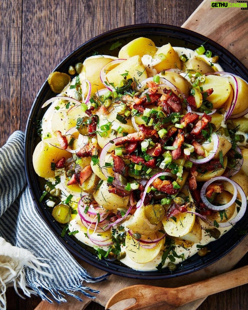 Adam Liaw Instagram - My no-mix potato salad from 7 Days of Dinner was the No. 1 recipe on @goodfoodau for October and I have to say, I don’t make potato salad any other way anymore. You’re gonna want this one for all your summer entertaining. Link in my bio for the recipe!