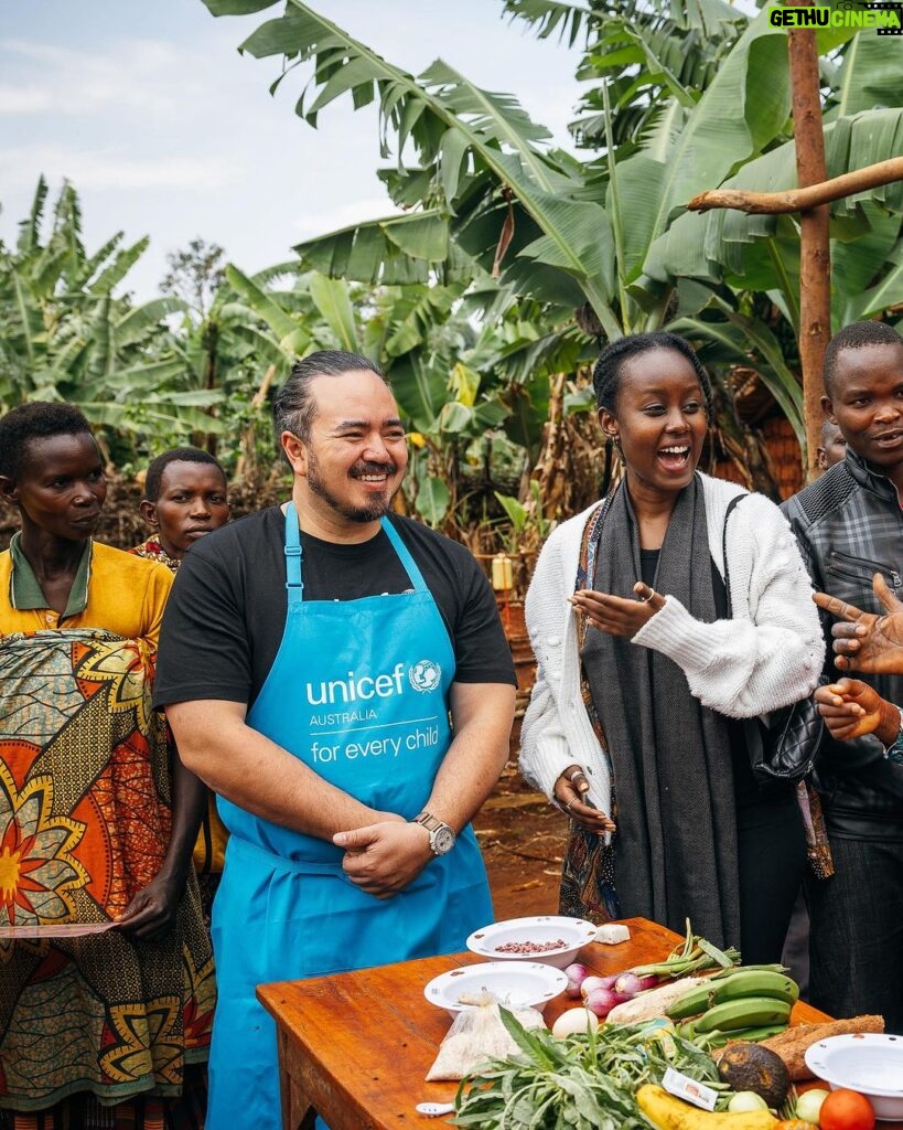 Adam Liaw Instagram - The most rewarding cooking demonstration I’ve ever done. Assisting UNICEF’s Mamans Lumière (Light Mothers) program in Ngozi Province. The Mamans Lumière program is where model mothers like Sibomana Christine teach young women about practical nutrition for their children. Ngozi has one of the highest rates of childhood malnutrition in the world, with latest reports suggesting more than 60% of children experience stunting as a result of severe malnutrition. The Light Mothers teach about the balance and sources of macronutrients in ingredients that local women may be able to access, and UNICEF supplements this with a flavourless micronutrient powder containing essential vitamins and minerals for child development. We made melangé, a nutritious Burundian stew made from whatever ingredients are on hand - in this case beans, lengalenga (amaranth, a Burundian staple), vegetables and small dried fish from Burundi’s Lake Tanganyika. The women said I was a good cook, but also commented that they had never seen a man cook before! Ngozi, Burundi