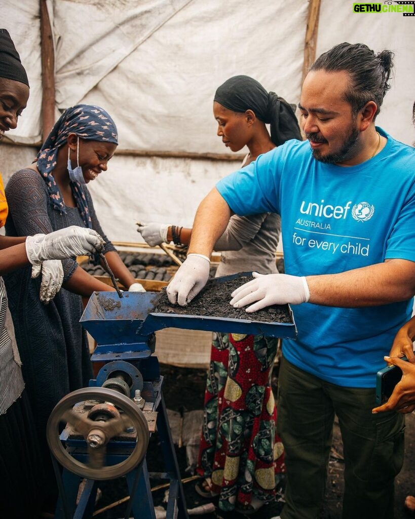 Adam Liaw Instagram - This is the UNICEF-supported #GreenGirls initiative where young women from #Sobel produce ecological charcoal from collected waste. We often think of the effects of climate change first impacting low-lying island nations, but #Sobel is a camp for more than 6000 Burundians who have been displaced because of extreme flooding caused by climate change. Climate change is already having a big impact on Burundi, from increasing frequency of extreme weather events like flooding, to decreased agricultural yields caused by prolonged rainy seasons. The Green Girls program an ingenious multi-dimensional solution to may of the problems facing these climate refugees. Firewood collection is a task usually performed by young women, who may have to walk for hours to find appropriate firewood. This exposes them to a high risk of sexual assault, and firewood collection contributes to deforestation. By producing ecological charcoal the girls don’t have to search for firewood, protecting them from potential assaults, and it also reduces deforestation and provides them with an additional source of income from the sale of surplus charcoal. An ingenious solution to a multi-dimensional problem. It was fabulous to see this initiative first-hand, chat with the girls and play with many of the kids from Sobel.