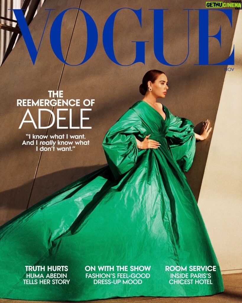 Adele Instagram - The Academy Museum of Motion Pictures, which was still under construction at the time, let us use their incredible rooftop and grounds to shoot me dressed up and looking rather fancy if I do say so myself! A little bit of Tottenham in Hollywood’s Museum! Oi Oi! Alisdair McLellan photographed me for this cover, who amongst so many other things also shot the 25 album cover 😍 Thank you to Alasdair, Tonne, Frankie, Akki, Kimmie, Sergio, and lovely Abby. Anna - I remember the first time we met when I was 20 and you dressed me for my first ever Grammys with Barbara Tfank. Thank you to you and thank you to Edward for letting me be a part of this Vogue moment all these years later ♥️