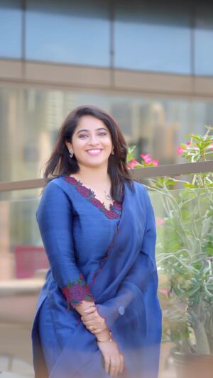 Aima Rosmy Sebastian Instagram - Indulge in the sophistication of Tazzels3’s raw silk salwar in a regal royal blue shade ! 🔷

Attire @tazzels3 ✨
Video @midhun.mohan_ 🎥