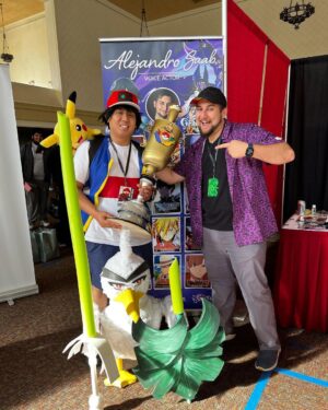 Alejandro Saab Instagram - Thank you everybody who came by the booth during @animepasadena!! It was a WONDERFUL and FUN TIME!! You guys are awesome and hopefully I’ll see you all soon 🙏

#animepasadena #pokemon #genshinimpact #cyno #leon #anipoke