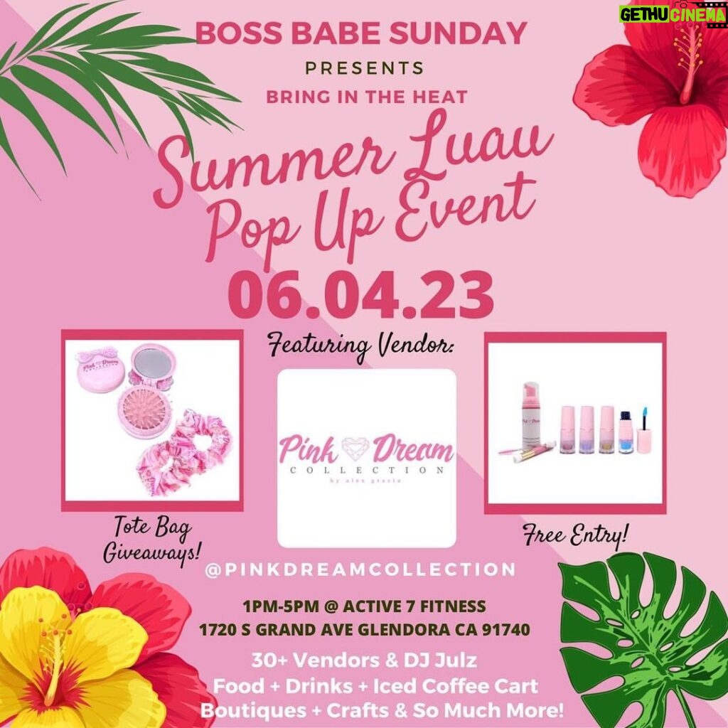Alex Gracia Instagram - I will be at @bossbabesunday on June 4th in Glendora, CA with @pinkdreamcollection 🎀 Come shop, mingle, and network while supporting amazing woman owned business!