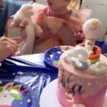 Ali Bastian Instagram - … And then you blink and have the most beautiful, kind hearted, sensitive, wise, wild, fierce, bright as a button three year old! 💜 We love you so, so much. Thank you for teaching me how to be a Mummy. 💜 Also, huge thanks to @dolfinos_allergenfreebakery for doing what I once thought would be impossible and making the most beautiful, allergen free celebration cake! I wish you could have been there to see her face light up. You are doing something so, so special for so many allergy families. A million thank yous 🎂💕