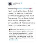 Alice Lee Instagram - I’ve been trying to find the right words, but honestly it’s been really hard. I’ve been processing and grieving. Crying at random times. There are so many parts of this that sadden me, anger me. Asian women, immigrant women, were killed by a white supremacist. Four of them were Korean. The police and media humanized the white supremacist murderer while getting the names of the victims wrong. Racism. Misogyny. Xenophobia. Gun violence. A history of violent white colonialism in Asian countries. A history of violent discrimination against Asians in America. Years of micro-aggressions and “jokes” and not feeling represented or understood in society, in my workplaces, among “friends”. Feeling guilt and shame for having wanted to assimilate in the past. Witnessing a rise in anti-Asian hate crimes since the pandemic. My parents telling me to be careful and to not walk alone because of the climate out there and of course me breaking down because I’m also just worried about them. It’s so much to hold and my heart breaks for my community. This was an extreme act of violence that once again shows how white supremacy is held up by this country’s policing and media coverage. But there are small acts of violence happening all around us - And for me, they happen most frequently in my liberal space by liberal pple. I urge you to look inside and reflect. Standing in solidarity with the Black and Indigenous community and with all communities of color who are constantly told by the Western world that we are not worthy or enough. WE FUCKING ARE. Sending love to my community and to the families of the victims. Link in bio for resources to help and donate. #stopasianhate