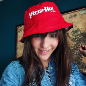 Alison Haislip Instagram - Just when you thought your old school Pizza Hut lampshade hat couldn't get any cooler...IT REVERSES. 🍕👒😎

#PizzaHutPartner