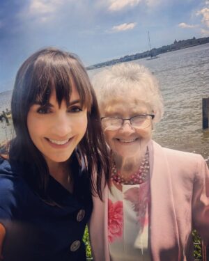 Alison Haislip Instagram - This glorious woman is 99 and a half today! We've been celebrating my beautiful grandma all weekend because when she turns 100 in 6 months, most people are too busy celebrating some other baby born in some manger that day.* Don't worry...we'll still be celebrating her then too.

Thanks for being such a stellar part of my life, MomMom. Pictures are from a Cape May vacation (age 4), my First Communion (age 8?), and her holding me and my cousin (age a few months? We're only 6 weeks apart...I'm the one in the rad overalls.)

When asked about the secret to "making it past 99", she responded "good wine!" Truly, I got all my good parts from her.

And as my dad said during his toast at her party, "Here's to 99 and a half more!"

*yup...my grandma was born on Christmas Day