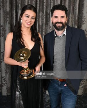Amber Midthunder Instagram - Thank you @saturnawards!!!! And @dannytrs for saying nice things about me in public!!!