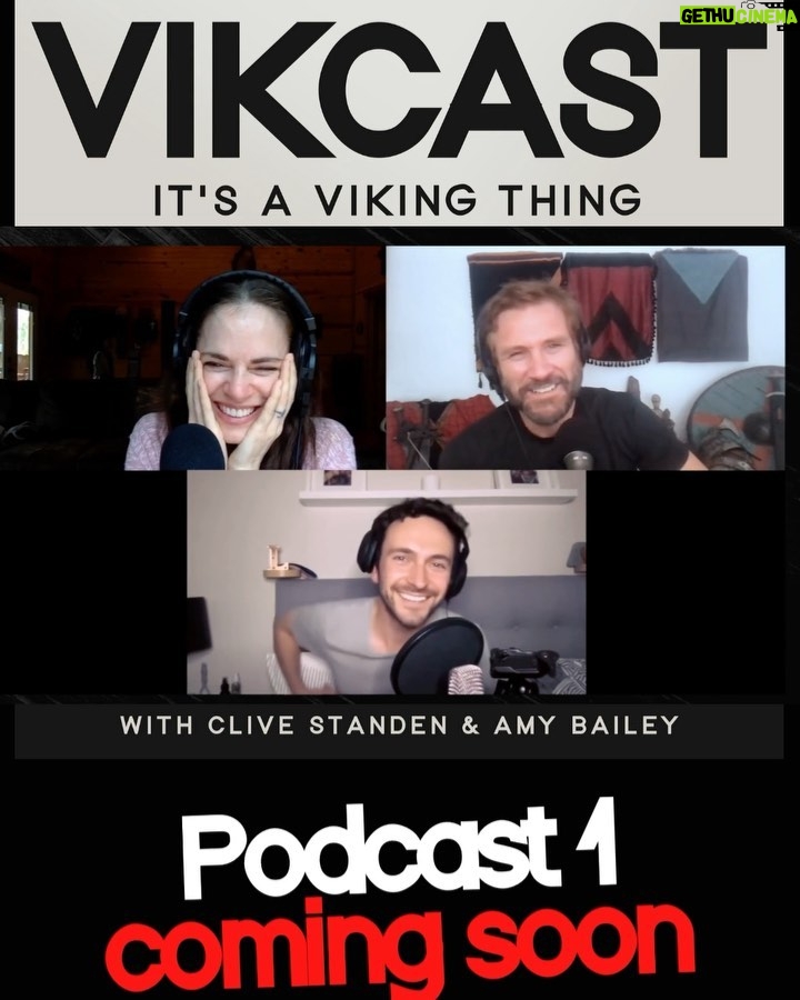 Amy Bailey Instagram - We are SOOOO CLOSE to dropping our first episode of VIKCAST @vikcastofficial …the podcast you #vikings fans have been waiting for!! Delighted to announce that our talented buddy, the phenomenal George Blagden @gblagden aka Athelstan was our first guest. @clivestanden and I laughed so hard recording this with him. So many stories…we could have gone on for ages… Check out @VIKCASTOFFICIAL for updates about where you can listen. We are working hard to getting out soon! Much love 💜💜 #VIKCAST #VIKCASTOFFICIAL #VIKCASTPODCAST #ITSAVIKINGTHING