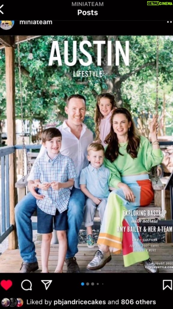 Amy Bailey Instagram - AUSTIN LIFESTYLE Magazine…August issue…featuring my little clan 🥰 Long list of lovely folks to thank: mentioned below 😘 And I’m swiping screenshots and reposts from @miniateam and @simplyjen22 because they are the social media gurus and I am the errant plebeian 🥸 🔁******🔁 Posted @withregram • @simplyjen22 When a mutual friend introduced @sarahlucyivens & me to @officialamybailey a couple of years ago (thank you @thestevedennis !) it was friendship at first sight. Besides a royally good actress (she played a Queen on Vikings and can currently be seen on @thechosentvseries ), Amy is super authentic, passionate, hardworking, generous in time and spirit, has amazing style, is a great friend, mom and so much more. It was a treat to spend an afternoon with her, her husband Anthony (who she met while they were both professional ballet dancers in NYC many years ago), @miniateam and their 3 children Allegra, Atticus, and Archer, ‘the Mini A-Team,’ at some of their favorite places in Bastrop (that have since become some of my favorites as well). Check out the August Kids & Pets Issue to learn more about Amy & family + lots of good 🐶 content - including a story on dog rescues I’ve been looking forward forward to sharing. Cover feature credits: 📸: @jennamcelroyphoto ✍🏼: @sarahlucyivens 💄: @ericagraybeauty 👗👔: @estilo_austin @estiloaustinmen @estiloaustinkids 💎: @kormanfinejewelry 📍: @neighbors_tx @paintedporchbookshop @toughcookiebastrop Creative Director: @simplyjen22