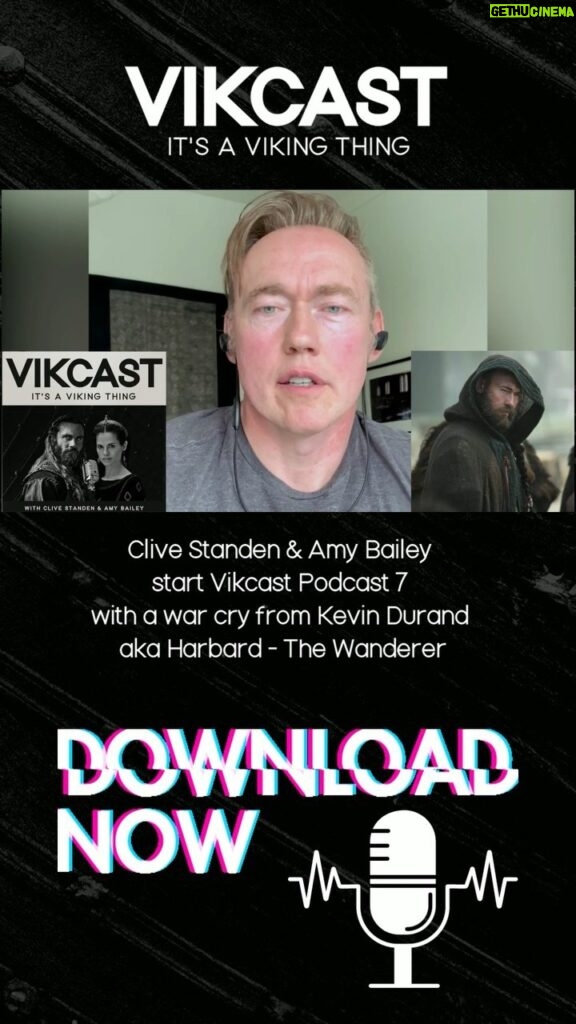 Amy Bailey Instagram - 2 roaring Vikings + 1 squealing Saxon = Episode 7 of VIKCAST 💥💥💥 Harbard aka @thekevindurand is freakin’ hilarious …Clive and I laughed so hard. He has some great stories to tell 🤫 OUT NOW on all major streaming platforms! Go to @vikcastofficial for links 💜⚔️ And don’t forget to check our YouTube account for video clips we’ll be uploading soon.