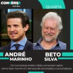 André Marinho Instagram - Mãe, tô na Globo! 🌐✨📺😅 Convido você hoje para assistir comigo o @conversacombial no início de madrugada da @tvglobo ! Muito honrado em ter sido convidado pelo mestre @pedrobial para essa entrevista ao lado do @betosilvaseucasseta , dois caras que cresci assistindo e admirando. ->> Falamos sobre como é fazer humor em tempos quando se parece estar proibido rir! Tempos de cancelados e canceladores em que piada está virando crime e crime está virando piada. Temas que abordo a fundo no meu livro “O Brasil (Não) É Uma Piada” (link na bio)! ->> É daqui a pouco logo depois do Jornal da Globo, no @globoplay após a exibição do programa e disponível na versão podcast nas plataformas de áudio. Vem comigo. Seguimos juntos! 🤝🚀 Rede Globo Studios Sao Paulo