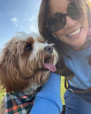 Andrea McLean Instagram - Apparently the weather is going to turn tomorrow, so @teddymcfeen took me out for a walk…. 🐶🥰
