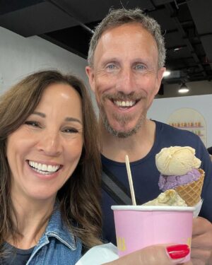 Andrea McLean Instagram - 4 things I did last week to fill my cup that had nothing to do with work. I actually have lots of photos this week, which is very unlike me! 😁
1. I went to the first anniversary celebration of @tessysbrunches hosted by the magnificent @tessyojo  Her drive and commitment to help women feel good is something we are 100 per cent aligned on!😊 Thank you @palassociates for the brilliant reportage photos. 
2. Played tennis with Mr F. It was sunny. He won. You can’t have everything… 🎾
3. @emmaguns popped round for coffee which is always a highlight of any week. Our chats are long, detailed, uplifting, hilarious and slightly scurrilous… my favourite kind. 😁 Plus, she rates my poached eggs, so she’s a keeper.
4. Mr F and I went to my friend @petecohen_ Magnificent Health Summit and listened to some wonderful speakers talk about their learnings in the healthy mind and body space. @lucywyndhamread discussed her fitness journey from always being picked last for games in PE at school, to joining the army, to uploading a few fitness videos to YouTube back in the 90s - which led to a thriving fitness business and over 100 million views!  @dr_bob_rakowski shared his experience and learnings in how the brain and body work, which was fascinating. I got a copy of this brilliant book by Carl Benton which is part cookbook, part mindset feeder (a brilliant idea) with all profits going to Stroud Women’s Refuge. (You can pick one up at www.inspiredcookbook.co.uk ) We also popped out for our lunch break to Spitalfields Market - yum. The last picture was taken a split second before I fumbled and dropped my dessert on the floor. 🤦🏻‍♀️ 3 second rule meant I still finished it. 😋
A lovely last week of August. 
#4things