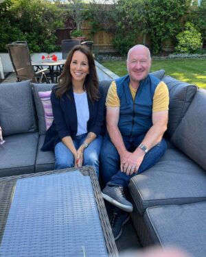 Andrea McLean Instagram - 4 things I did this week to fill my cup that had nothing to do with work:
1. My friend Andy popped in while passing through. He lives a long way away so we don’t see much of each other. It’s weird to think we first met at school 36 years ago - how in earth did THAT HAPPEN??!! It was nice to catch up. 
2. Mr F and I went for a long dog walk which culminated in an unplanned glass or two of rosé and dinner outside in the sunshine. I’m glad we did it as it feels like we caught the last bit of summer.
3. I chatted to my son Fin on the phone for two and a half hours. It’s been a bumpy few years while he’s been away at uni (any parents of kids who started during Covid know what I mean). We caught up on all sorts of things - films, telly, books, psychology, theology… I think we covered it all! This was a snap I sent him mid chat to show him my view of Teddy.
4. We went to Notting Hill Carnival today! Growing up in Trinidad means it’s always pretty special. We got there early, I had my curry and roti, we chipped along behind a few bands then we headed home before it got even busier. It was Amy’s first time - I was around her age when I last went to Carnival in Trinidad, which is a strange thought! This week seems to be a reminder about all the changes that have happened in my past and present… an unexpected reflection.
#4things