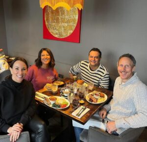 Andrea McLean Instagram - 4 things I did this week to fill my cup that had nothing to do with work. 
It was a busy week this week with lovely things. Nothing fancy, but my favourite things: family, friends and spending a night away with Nick. 
1. Sunday lunch with friends @aarti.parmar and @hp7575 So good to catch up, and share thoughts and visions for 2024!
2. Had a lie in with @teddymcfeen for company. Just looking at his little face literally fills me with joy. 
3. The face of proud mum and step dad. We went to see Amy in a college show. 🤩🥰
4. It’s Christmaaaaasssss!!! I wish I could leave these up all year round, they’re so pretty. 🎄
What did you do this week to fill your cup? #4things