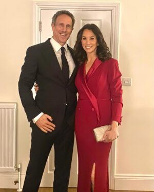 Andrea McLean Instagram - Heading out-out tonight for the @childrenwithcanceruk charity event with Mr F. 

Dress: @adriannapapell (3 years old)
Mr F suit: @tomford (6 years old 👰🏻🤵🏻
Make up: (Done by me) 
@trinnylondon 
@charlottetilbury 
@makeupintelligencegc 
@urbandecaycosmetics 

#outout