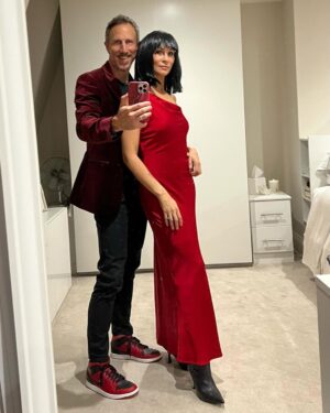 Andrea McLean Instagram - Having some #halloween fun with friends tonight. The theme is ‘red’… 
The dress is from @zara and the boots from @primark The wig is from a random fancy dress shop in London. I’ve no idea what I ‘am’ but I’m feeling spy vibes… 👀
