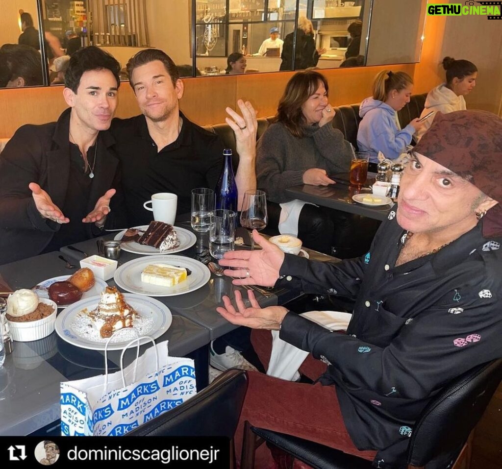 Andy Karl Instagram - A great lunch with the great @stevievanzandt. Thanks for spending some time with us before heading off on tour w/ @springsteen 🎸 . . . #Repost @dominicscaglionejr Keep scribblin and ya might end up eating dessert with an icon at @marksoffmadison Stay tuned!! @stevievanzandt . . . #tv #originalwork #pilotseason #nyc #rabbitseason #cheesewheel #powerlunch #powerlumchhour