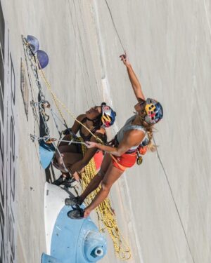 Angie Scarth-Johnson Instagram - For the first time ever , 8 teams competed in a dual accent multipitch race up the Verzasca dam. Yesterday @sashadigiulian and I reached the top of the 6 pitched 220m dam wall, a true test of trust and confidence and one of the best experiences. ☀️

@redbulladventure 
@redbullau @climbing_anchors @thenorthface_aunz @tenayaclimbing @camp1889 @mytendon  @cvok9c @climbersagainstcancerofficial @climbskinspain @frictionlabs #neverstopexploring #tenayaclimbing #climbinginspain #womanclimbers #climbskin #chalkupless #newstandardinchalk #climbinganchors #tenayaathlete
