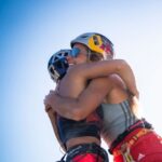 Angie Scarth-Johnson Instagram - For the first time ever , 8 teams competed in a dual accent multipitch race up the Verzasca dam. Yesterday @sashadigiulian and I reached the top of the 6 pitched 220m dam wall, a true test of trust and confidence and one of the best experiences. ☀️ @redbulladventure @redbullau @climbing_anchors @thenorthface_aunz @tenayaclimbing @camp1889 @mytendon @cvok9c @climbersagainstcancerofficial @climbskinspain @frictionlabs #neverstopexploring #tenayaclimbing #climbinginspain #womanclimbers #climbskin #chalkupless #newstandardinchalk #climbinganchors #tenayaathlete Val Versazca